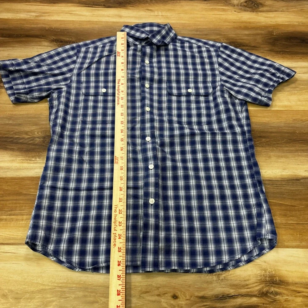 Banana Republic Button Down Shirt Size S Plaid Cotton Short Sleeve Blue White